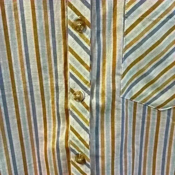 🟣Meufam Striped V-Neck Button-Down Shirt – Size XL - Picture 4 of 4